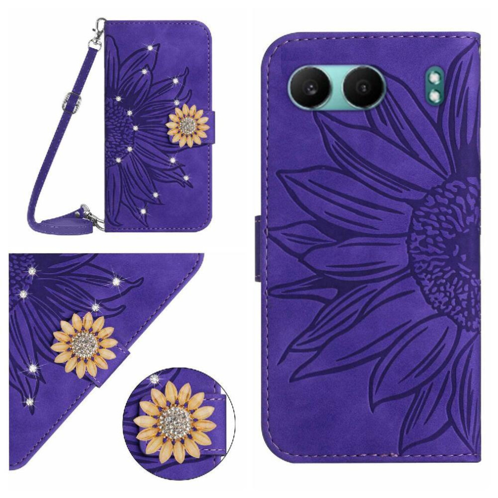 ( Violet) Case For Oneplus Nord 4 5G Kickstand Protective With A Long Lanyard Leather Wallet With Card Slot Stand Sunflower Light 764563442072