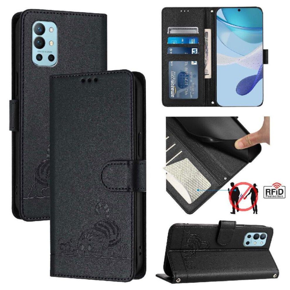 (Black) Case For Oneplus 8T Cat Rfid Wallet Flip Cover Card Slot Holder Kickstand Black 764563442416