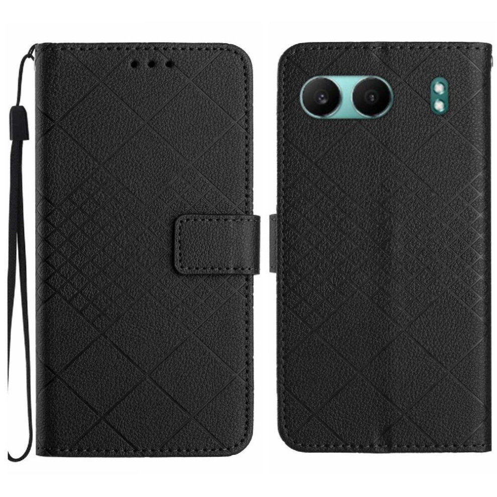 Photos - Case Flip for Oneplus Nord 4 5g Wallet Pu Leather Diamond Embossed Card Slot Stand Magnetic Cover with Hand Strap(Black)