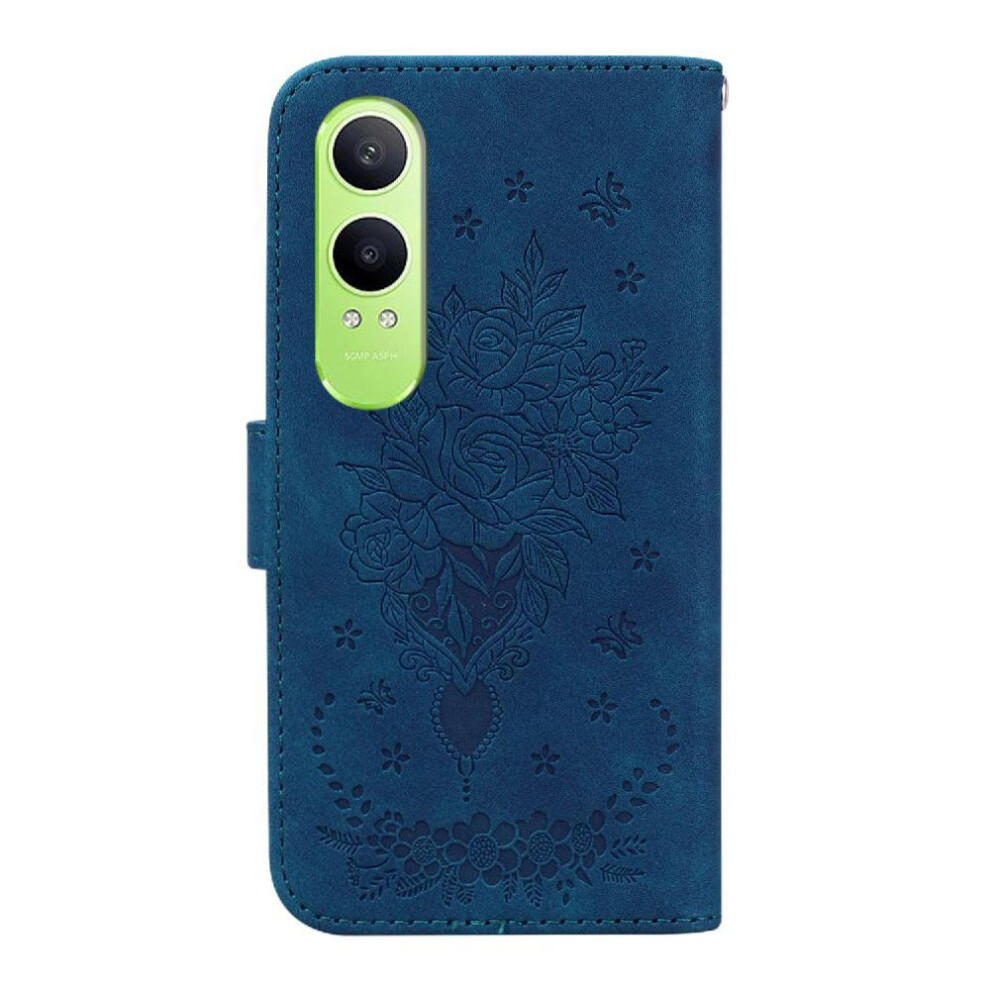 (Blue) Case For Oneplus Nord Ce4 Lite Card Slots Wallet Case Flip Pu Leather Cover Kickstand Emboss Rose Flowers Blue 764563442560