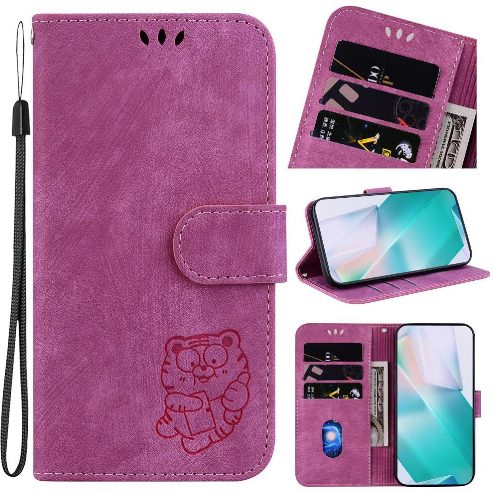 Photos - Case for Oneplus Nord 4 Holder Cover Wallet Embossed Cute Tiger Card Pocket Flip Folio(Red)