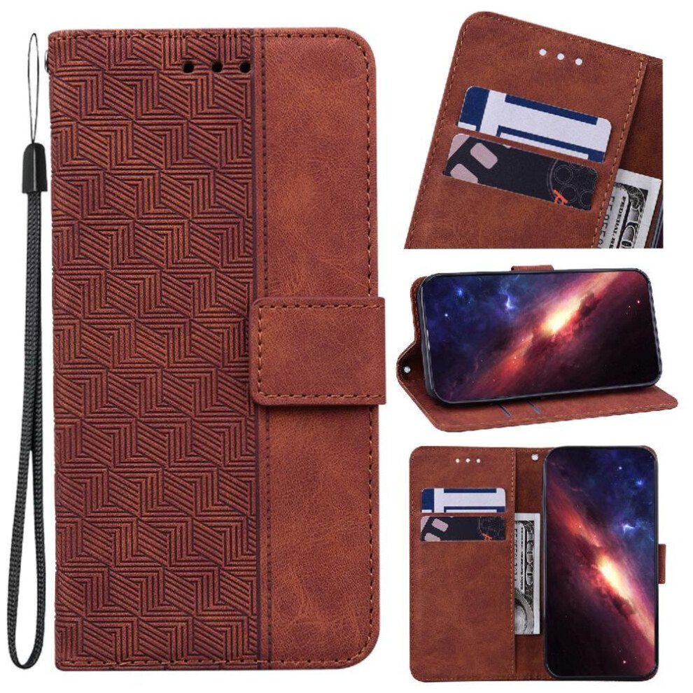 (Brown) Flip Case For Oneplus Nord Ce4 Lite Kickstand Feature Premium Pu Leather Flip Folio Wallet Cover Geometric Embossed Brown 764563442898