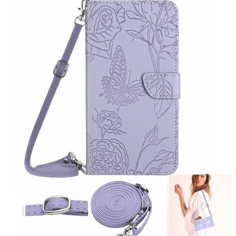( Violet) Case For Oneplus Nord 4 5G Leather Wallet Butterflies And Flowers With Card Holder & Long Strap Soft Pu Leather Light 764563443031