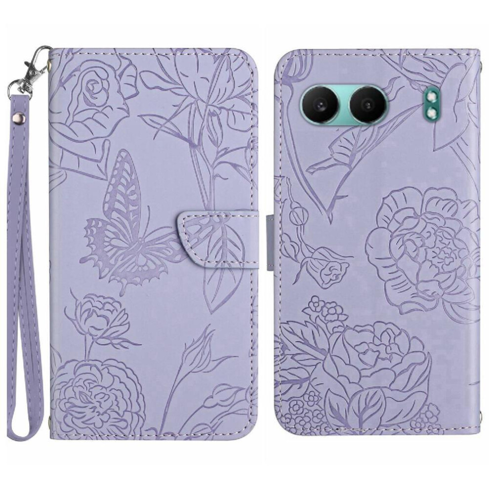 (Purple) Case For Oneplus Nord 4 5G Anti-Drop Protection Pu Leather Flip Cover With Wrist Strap Flowers And Butterflies Shockproof Leather Case Purple 764563443093