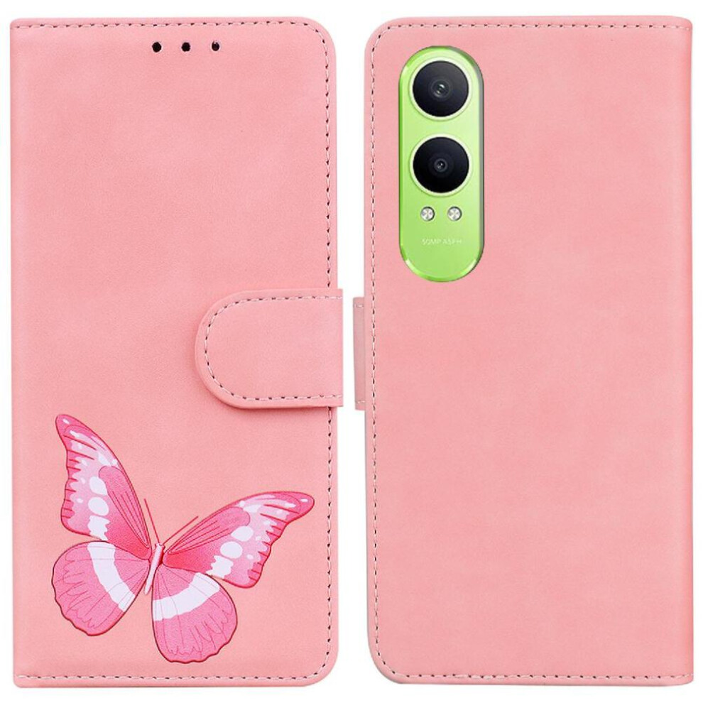 (Pink) Flip Case For Oneplus Nord Ce4 Lite Butterfly Wallet Color Printed Card Slots Flip Folio Cover Pink 764563443413