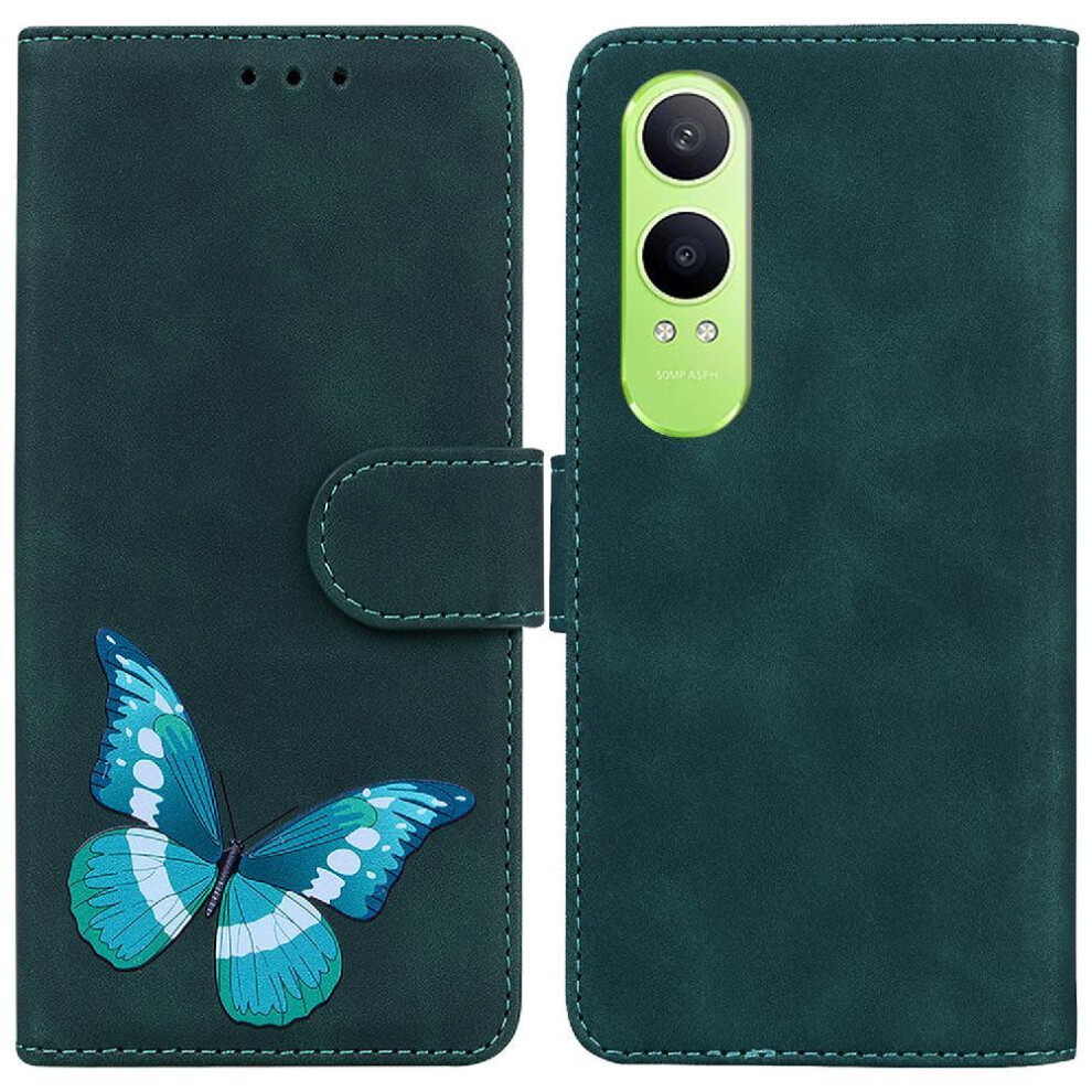 (Green) Flip Case For Oneplus Nord Ce4 Lite Butterfly Wallet Color Printed Card Slots Flip Folio Cover Green 764563443406