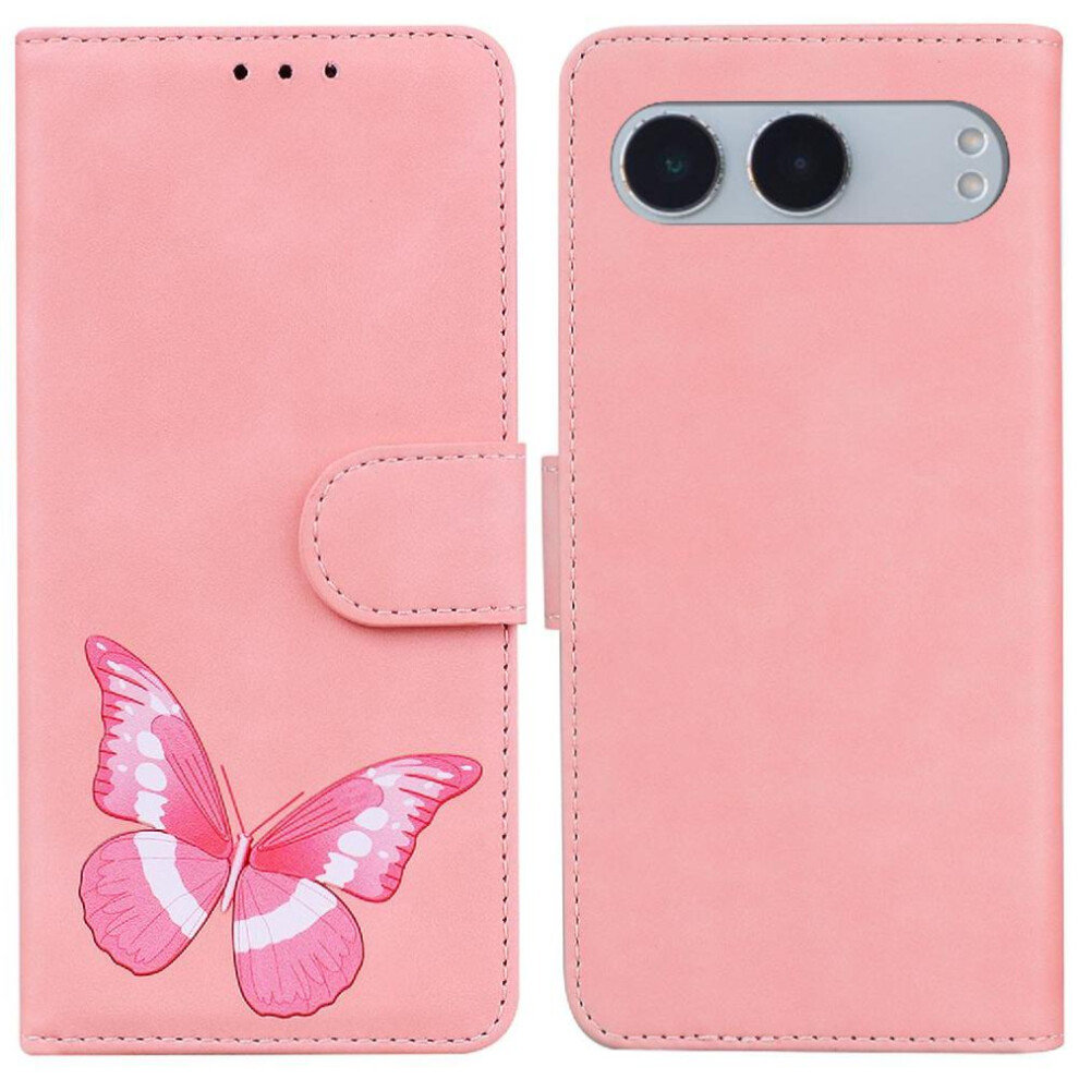 (Pink) Flip Case For Oneplus Nord 4 Flip Folio Cover Color Printed Card Slots Butterfly Wallet Pink 764563443475