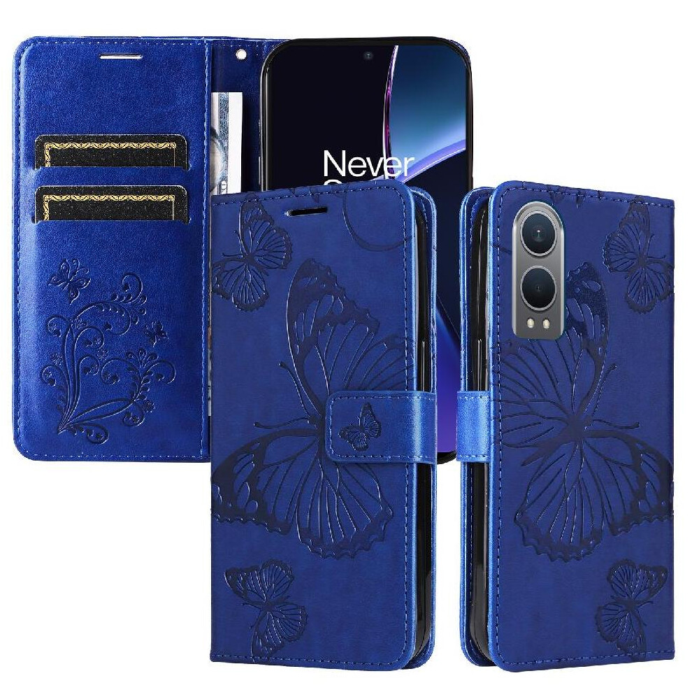 Photos - Case   for Oneplus Nord Ce4 Lite 5g Magnetic Cover Shockproof Cover with Card Slot Stand Flip Kickstand Pu Leather(Blue)