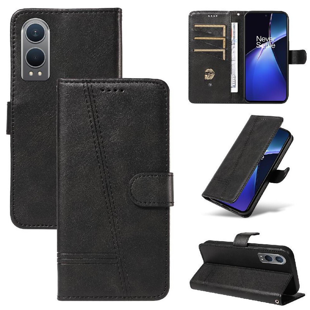 (Black) Filp Case For Oneplus Nord Ce4 Lite 5G Wallet Phone Case Pressed Pu Leather Detachable Bracelet With Credit Card Slot Black 764563444557