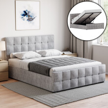 (King Size, Crushed Velvet Silver) Valentina Ottoman Bed Frame Bedroom Storage UKFR