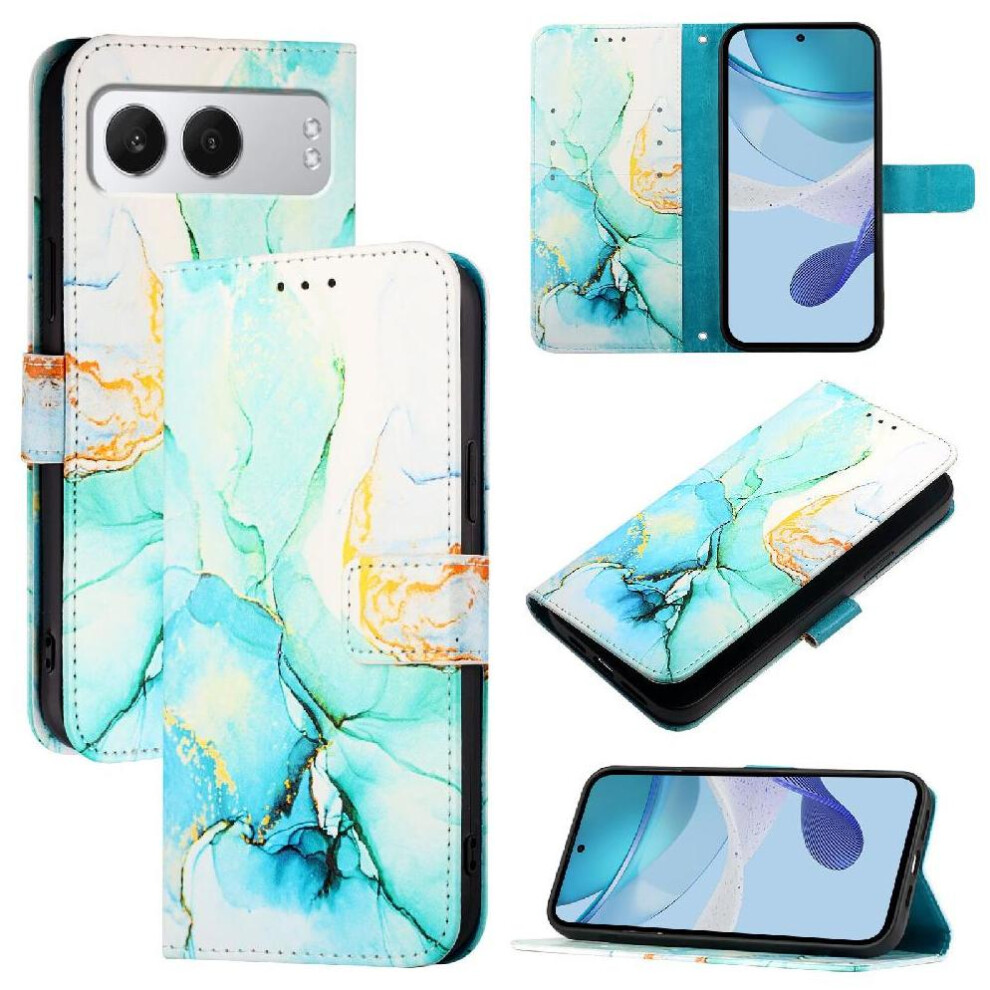 (Green) Case For Oneplus Nord 4 Marble Pattern Pu Leather Wallet Kickstand Green 764563444779