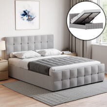 (King Size, Light Grey Linen) Valentina Ottoman Bed Frame Bedroom Storage UKFR