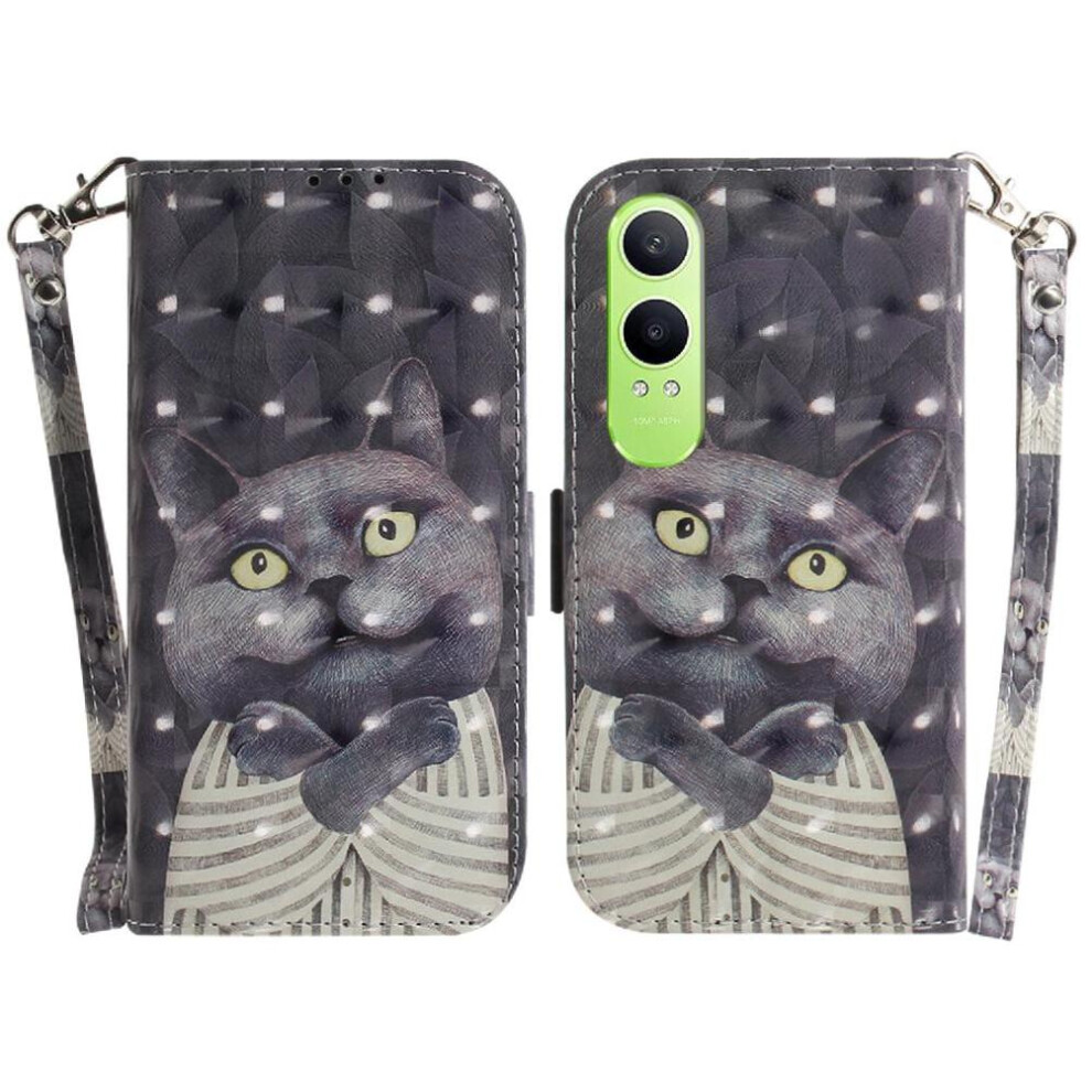 (C2) 3D Painted Protective Case For Oneplus Nord Ce4 Lite 5G Lanyard Pu Leather Magnetic Closure Card Slots Wallet 764563445035