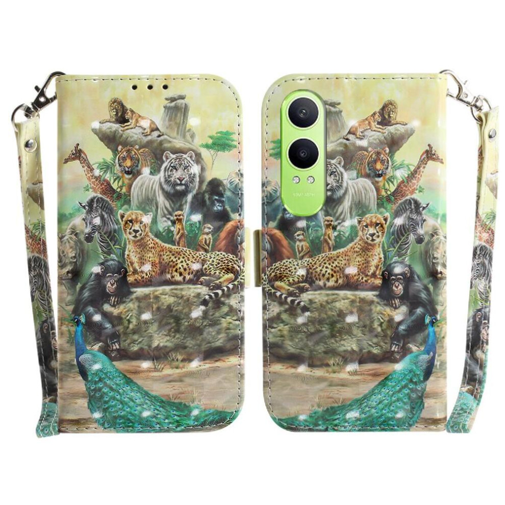 (Ohter) 3D Painted Protective Case For Oneplus Nord Ce4 Lite 5G Lanyard Pu Leather Magnetic Closure Card Slots Wallet 764563445059