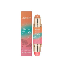 Multi-purpose contouring stick (brown peach color) Double-head three-dimensional soft mist makeup effect portable makeup color-holding blush contourin
