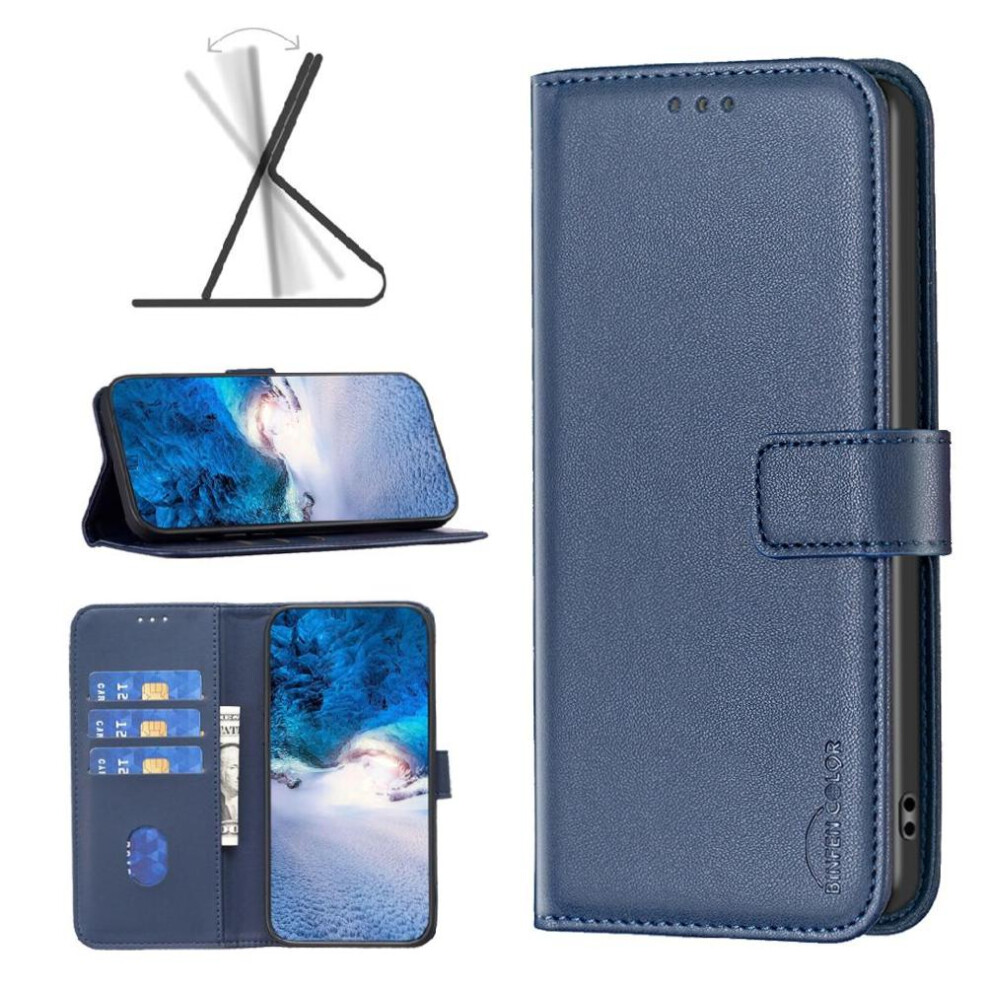 (Blue) Flip Case For Oneplus 12R Leather Case Multi Card Slot Multi-Color Business Wallet Blue 764563446261