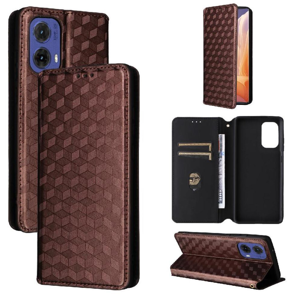 (Brown) Flip Case For Motorola Moto S50 Neo 5G Magnetic Closure 3D Pattern Wallet Card Slots Holder Pu Leather Brown 764563447848