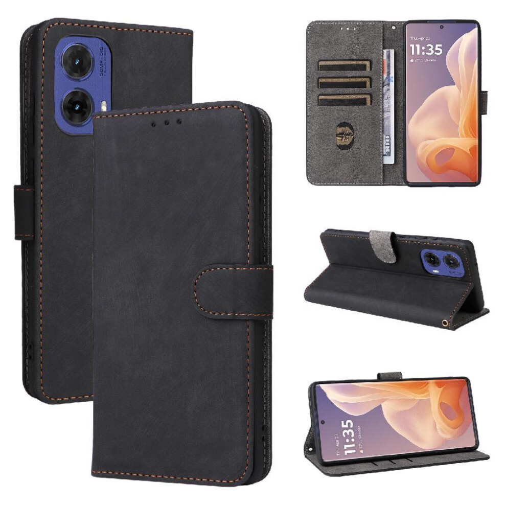 Photos - Case   for Motorola Moto S50 Neo 5g Flip Folio Wallet Rfid Blocking Card Slots Cover Pu Leather Magnetic Closure(Black)