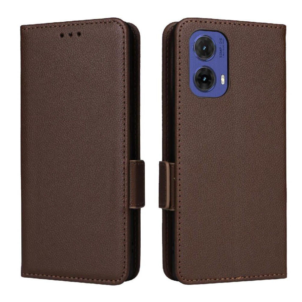 (Brown) Flip Case For Motorola Moto S50 Neo 5G Pu Leather Side Buckle Wallet Magnetic Card Slots Holder Brown 764563448074