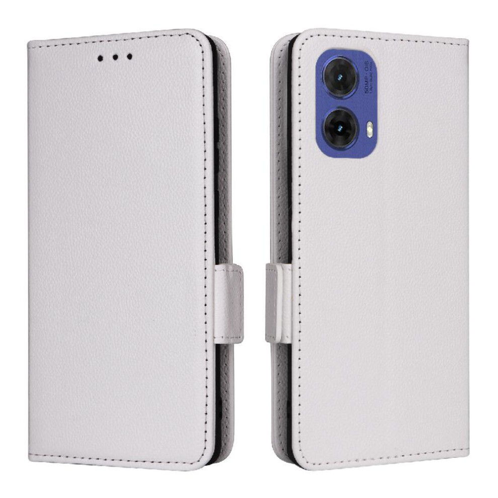 (White) Flip Case For Motorola Moto S50 Neo 5G Pu Leather Side Buckle Wallet Magnetic Card Slots Holder White 764563448012