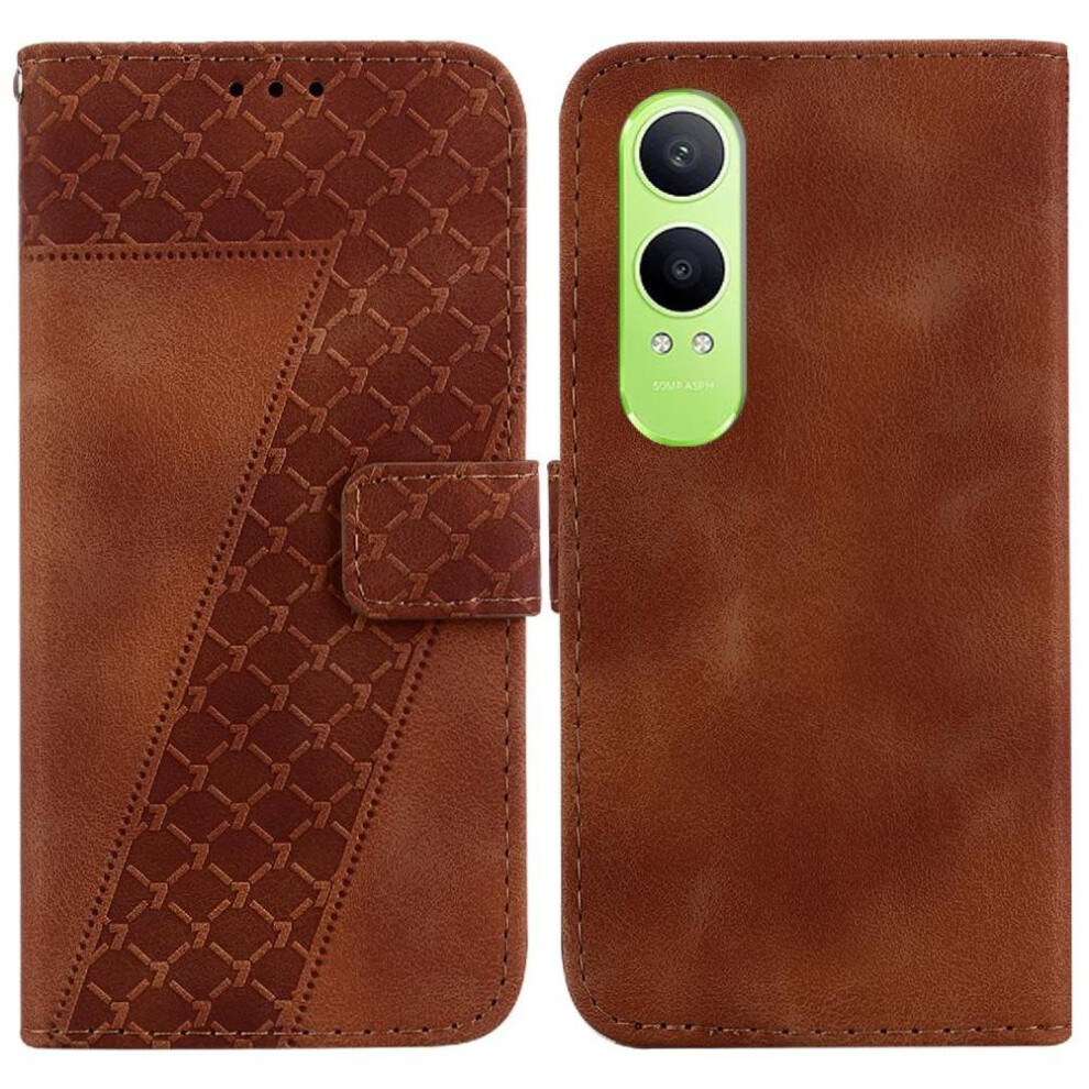 (Brown) Phone Case For Oneplus Nord Ce4 Lite 5G Wallet Flip Folio Cover Pu Leather Embossed Pattern Card Slot Function Brown 764563448784
