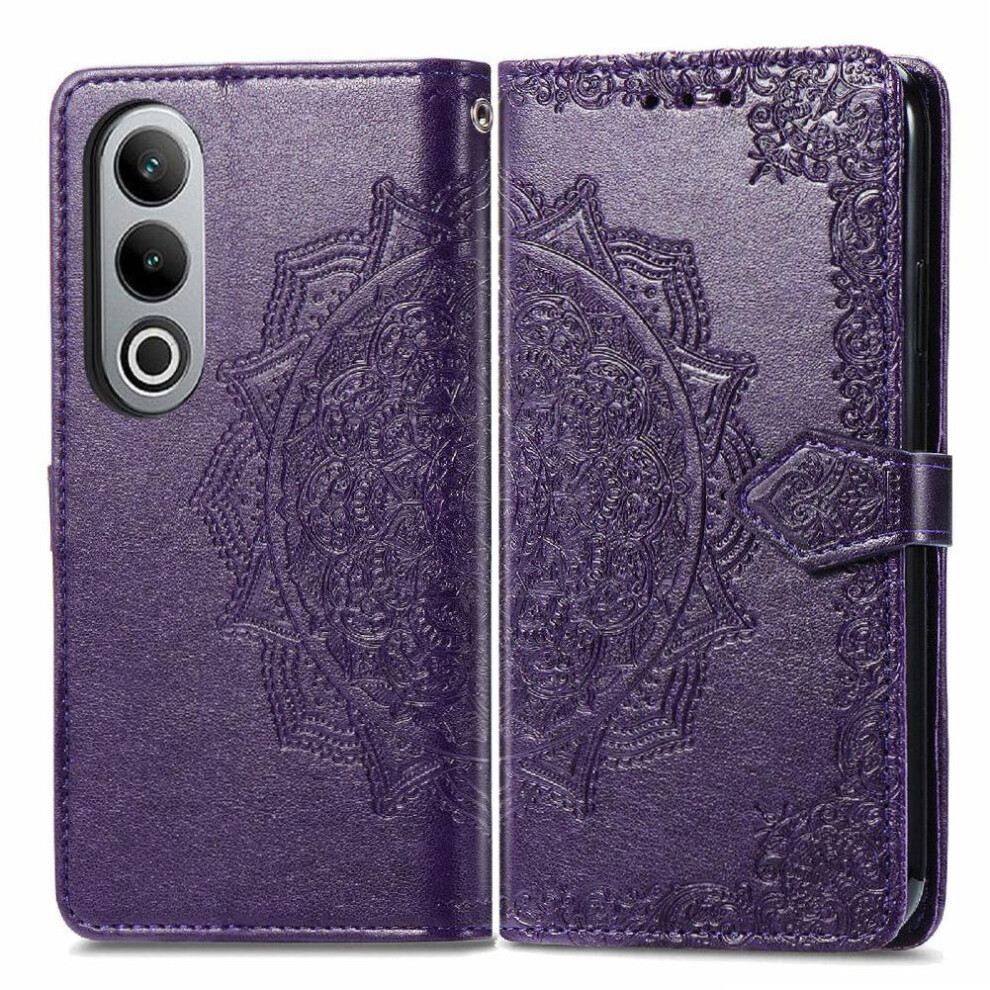 (Purple) Flip Case For Oneplus Nord Ce4 Shockproof Exquisite Pattern Flip Cover Leather Case Simple Business Purple 764563449187