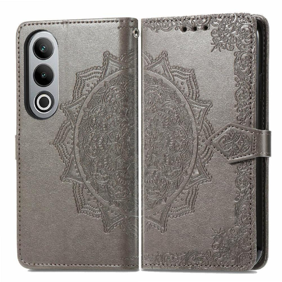 ( ) Flip Case For Oneplus Nord Ce4 Shockproof Exquisite Pattern Flip Cover Leather Case Simple Business Gray 764563449170