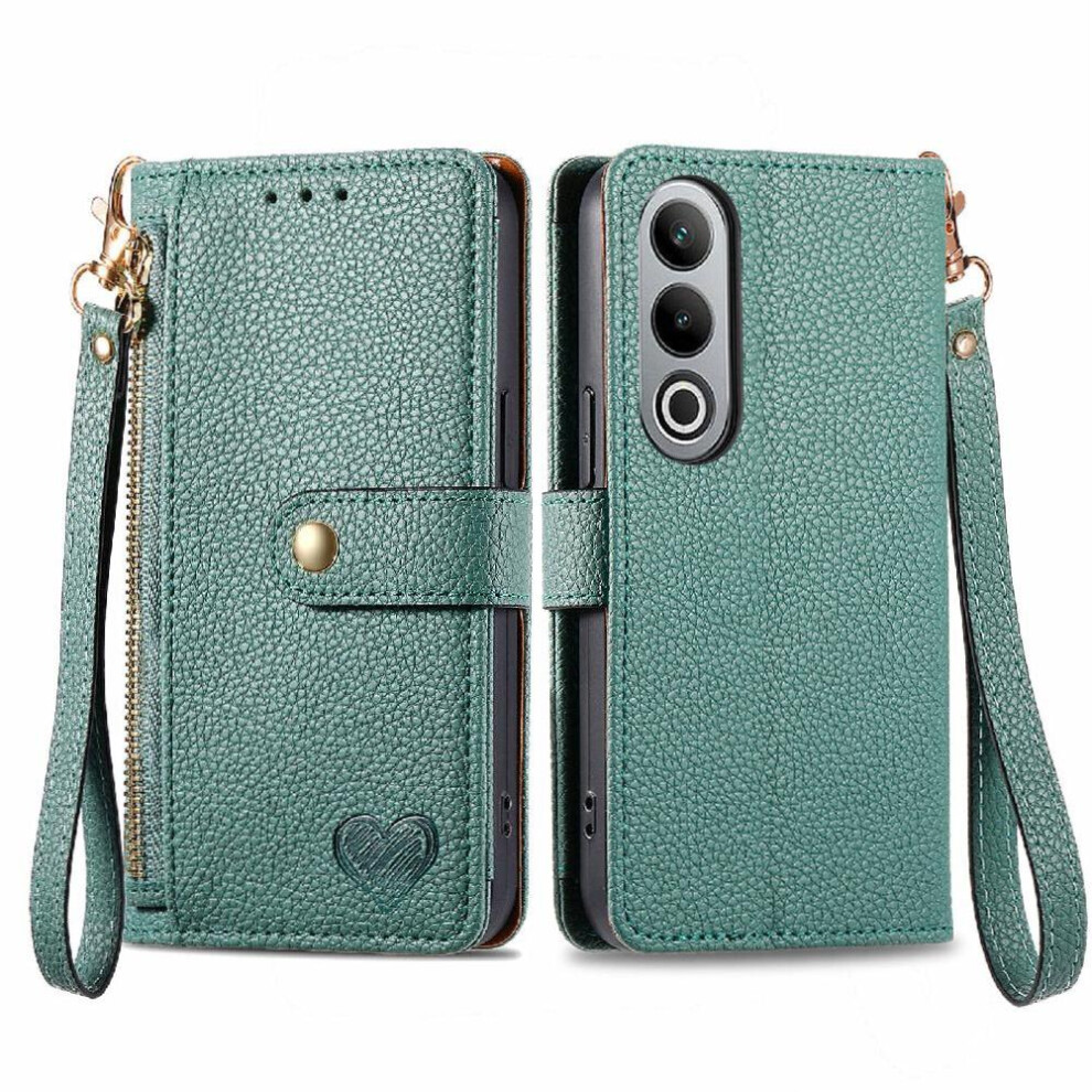 (Green) Flip Case For Oneplus Nord Ce4 Shockproof Love Leather Case Wallet Zipper Green 764563449255