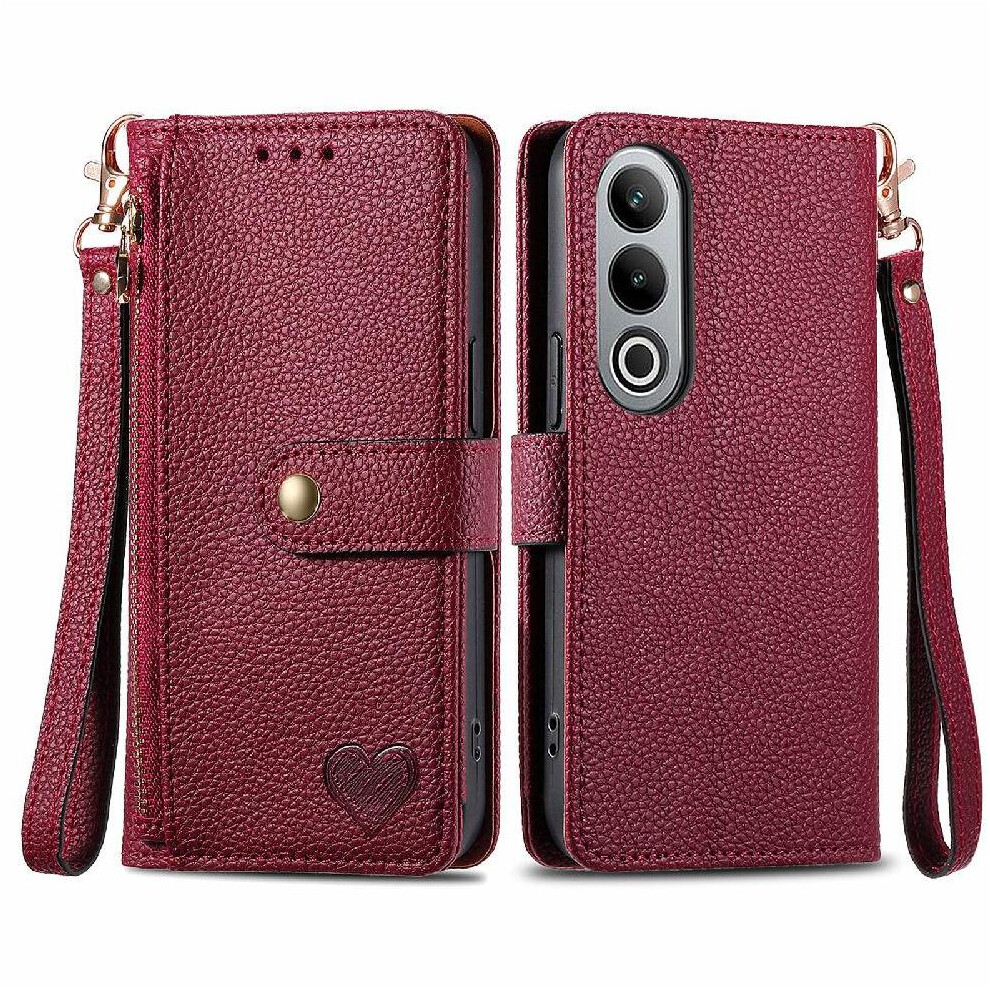(Red) Flip Case For Oneplus Nord Ce4 Shockproof Love Leather Case Wallet Zipper Red 764563449248
