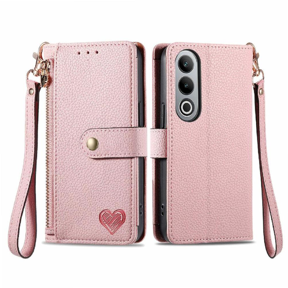 (Pink) Flip Case For Oneplus Nord Ce4 Shockproof Love Leather Case Wallet Zipper Pink 764563449231