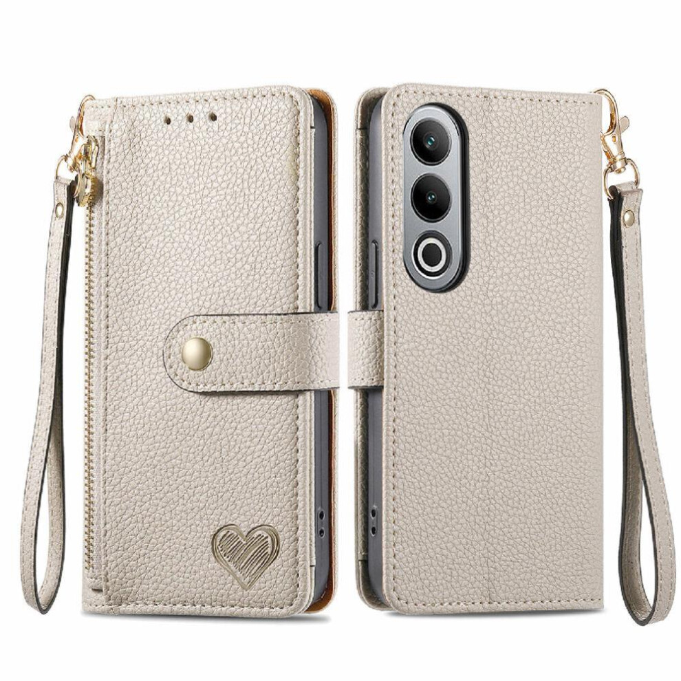 (Silver) Flip Case For Oneplus Nord Ce4 Shockproof Love Leather Case Wallet Zipper Silver 764563449279