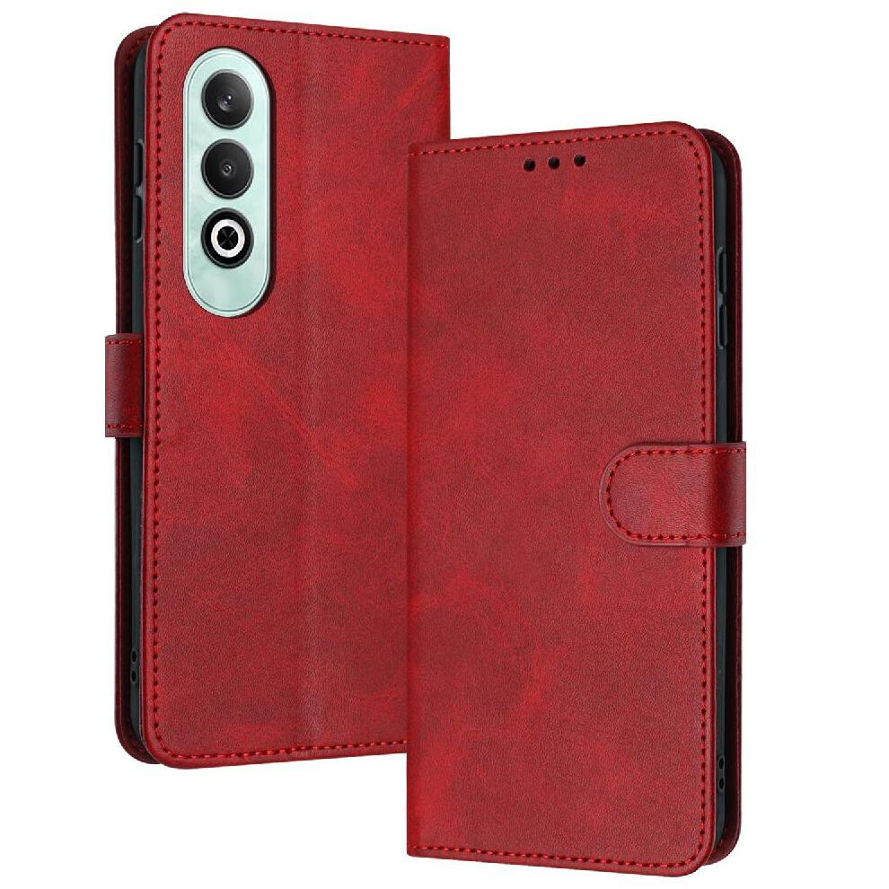 (Red) Flip Case For Oneplus Nord Ce4 Pu Leather Pure Colour Kickstand With Buckle With Card Slot Red 764563449286