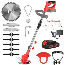 (US Plug) Electric Weed Wacker Cordless 72v 2000mah Weed Eater Battery Powered With 1 Battery / Charger / 3 Ty