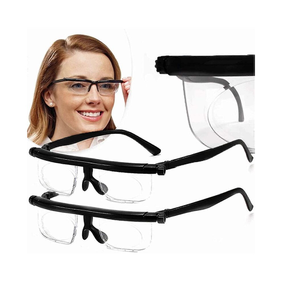 (2Pcs) Adjustable Focus Reading Glasses,adjustable Focus Glasses Dial Vision Near And Far Sight,distance Reading Glasses For Men