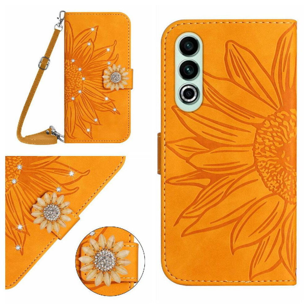 (Yellow) Case For Oneplus Nord Ce4 Kickstand Protective Sunflower Leather Wallet With A Long Lanyard With Card Slot Stand Yellow 764563450374