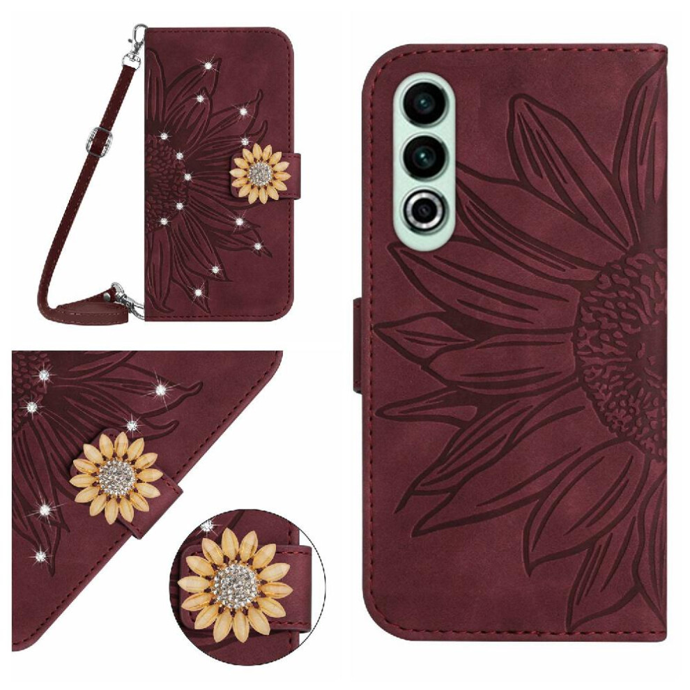 (Brown) Case For Oneplus Nord Ce4 Kickstand Protective Sunflower Leather Wallet With A Long Lanyard With Card Slot Stand Brown 764563450367