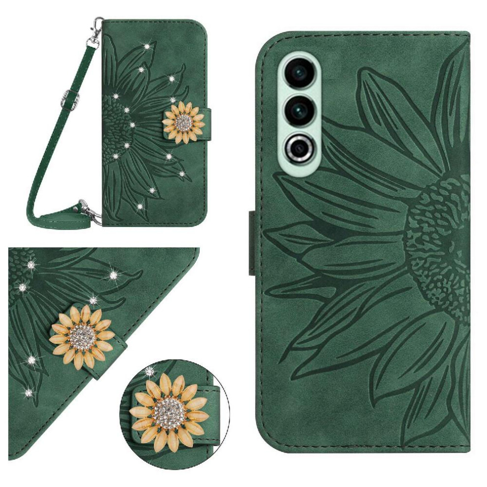 (Green) Case For Oneplus Nord Ce4 Kickstand Protective Sunflower Leather Wallet With A Long Lanyard With Card Slot Stand Green 764563450381