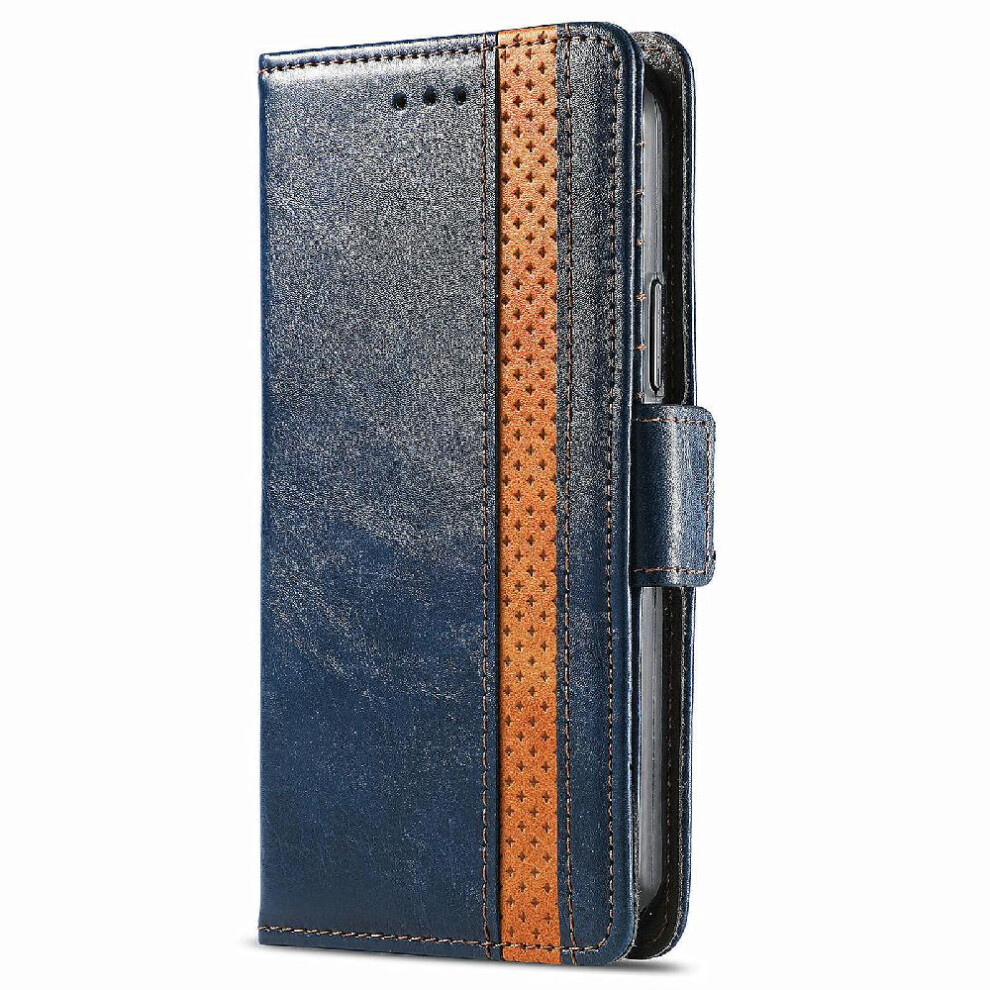 (Blue) Flip Case For Oneplus 12R Splicing Multi-Color Business Wallet Multi-Card Slot Blue 764563450961