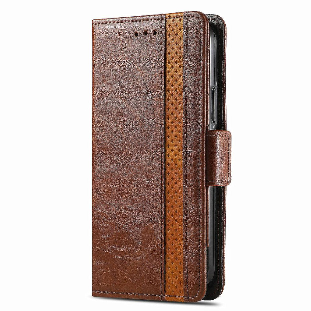 (Brown) Flip Case For Oneplus 12R Splicing Multi-Color Business Wallet Multi-Card Slot Brown 764563450978