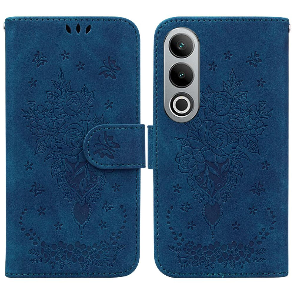 (Blue) Case For Oneplus Nord Ce4 5G Card Slots Wallet Case Emboss Rose Flowers Kickstand Flip Pu Leather Cover Blue 764563451128