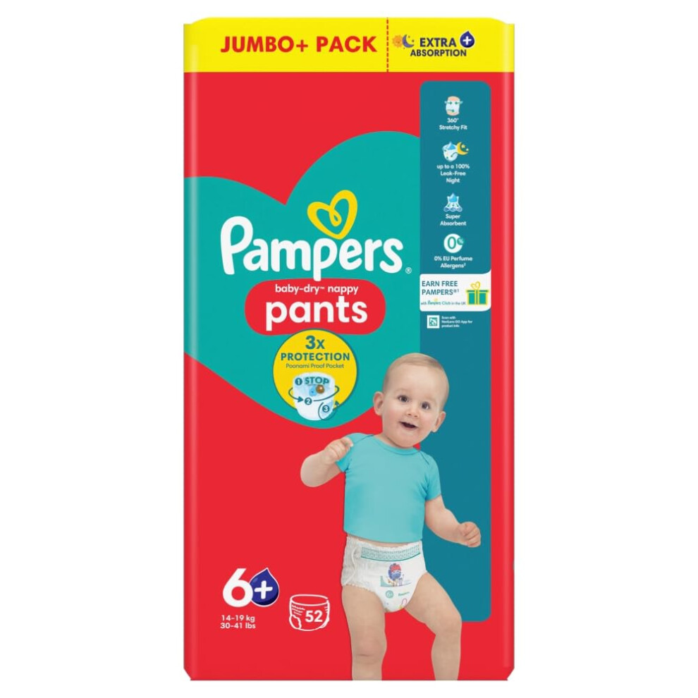 Pampers Pants Nappies Pull-On Size 6 Plus Giant 52 Pack Character Options