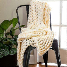 (80*100cm, beige) Knitted Weighted Blanket, Hand Made Knit, Blanket For Sleep Or Home Decor