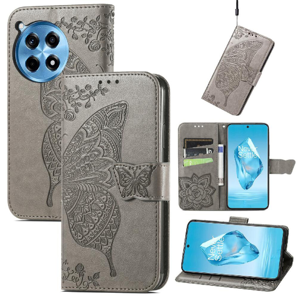 ( ) Case For Oneplus 12R Butterfly Multi-Color Business Wallet Wing Gray 764563452439