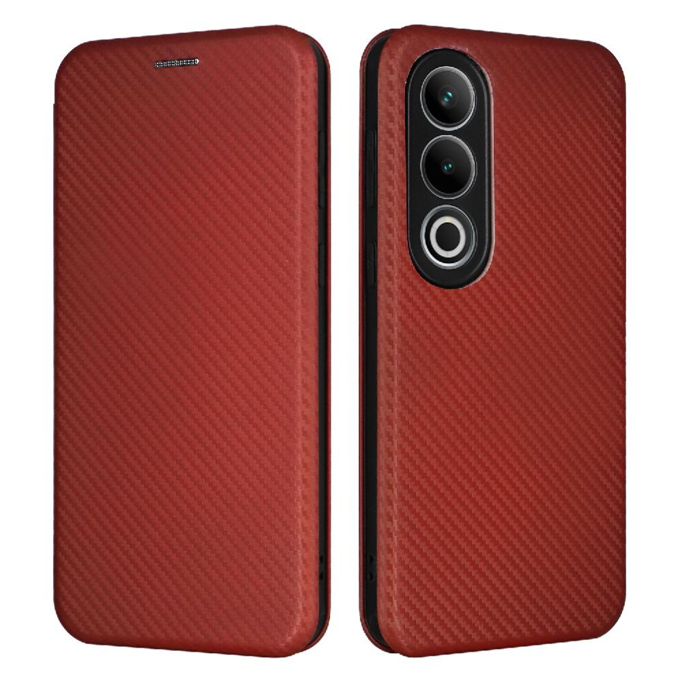 (Brown) Case For Oneplus Nord Ce4 5G Card Insertion Leather Folio Flip Case Full Protection Magnetic Carbon Fiber With Card Holder Kickstand Brown 764563452514