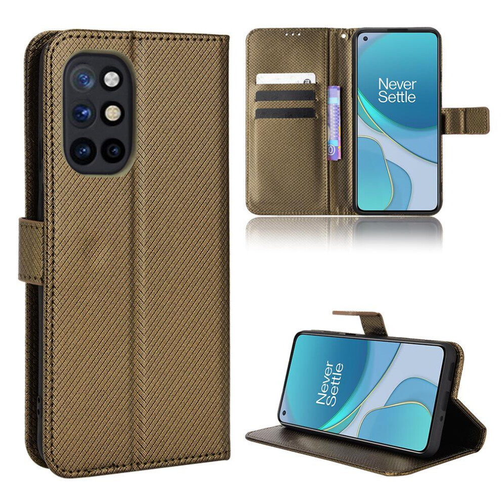 (Brown) Case For Oneplus 8T Kickstand Cover Magnetic Wallet Card Holder Brown 764563452743