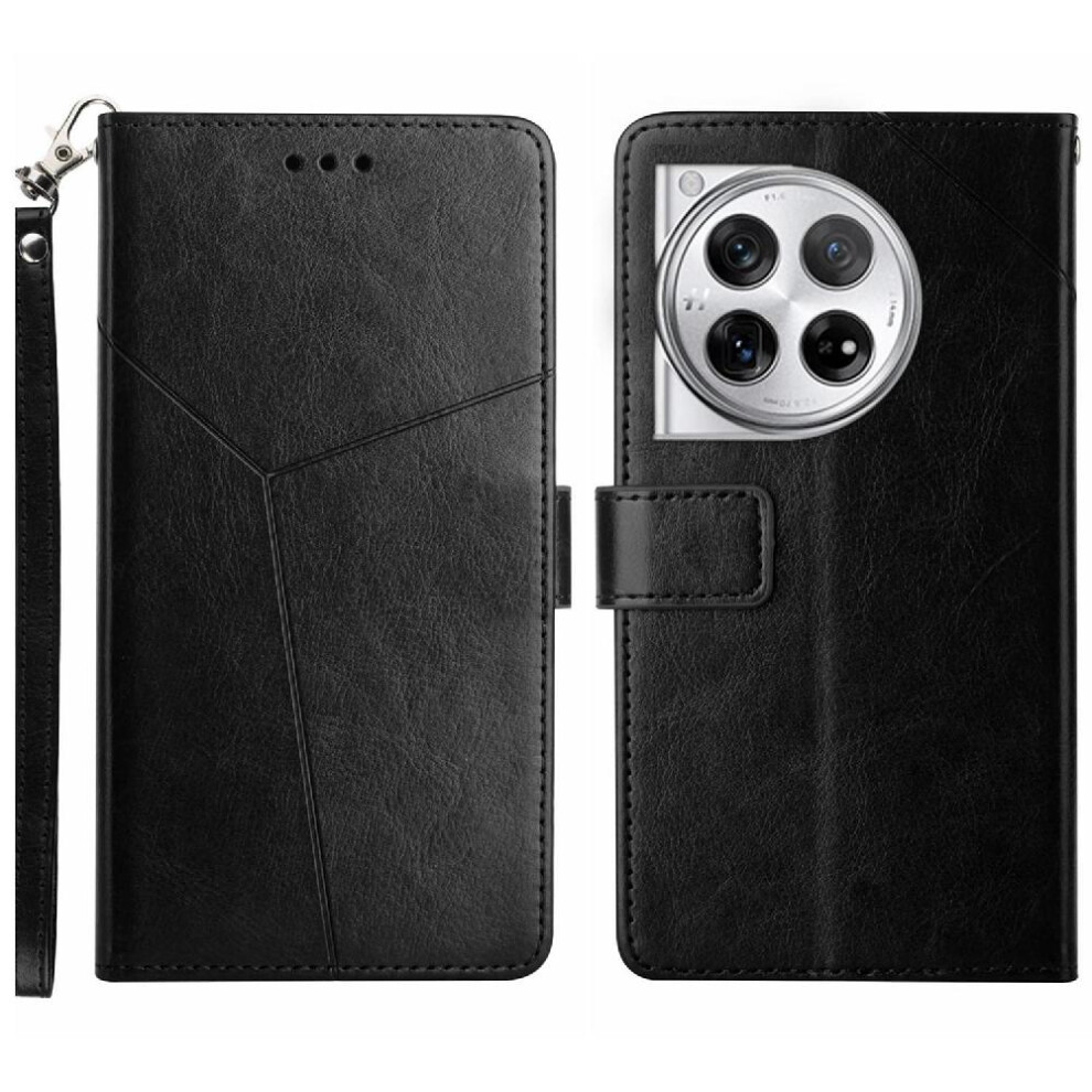 (Black) Case For Oneplus 12R 5G Leather Wallet Kickstand-Durable Shockproof Tpu Shell Flip Cover Book Folding Black 764563453214