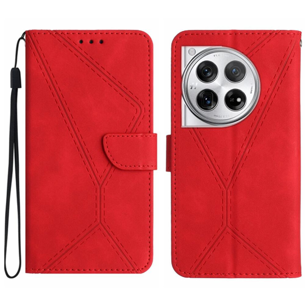 (Red) Case For Oneplus 12R 5G High Quality Tpu Leather Wallet Soft Pu Leather Stitching Embossed Red 764563453733