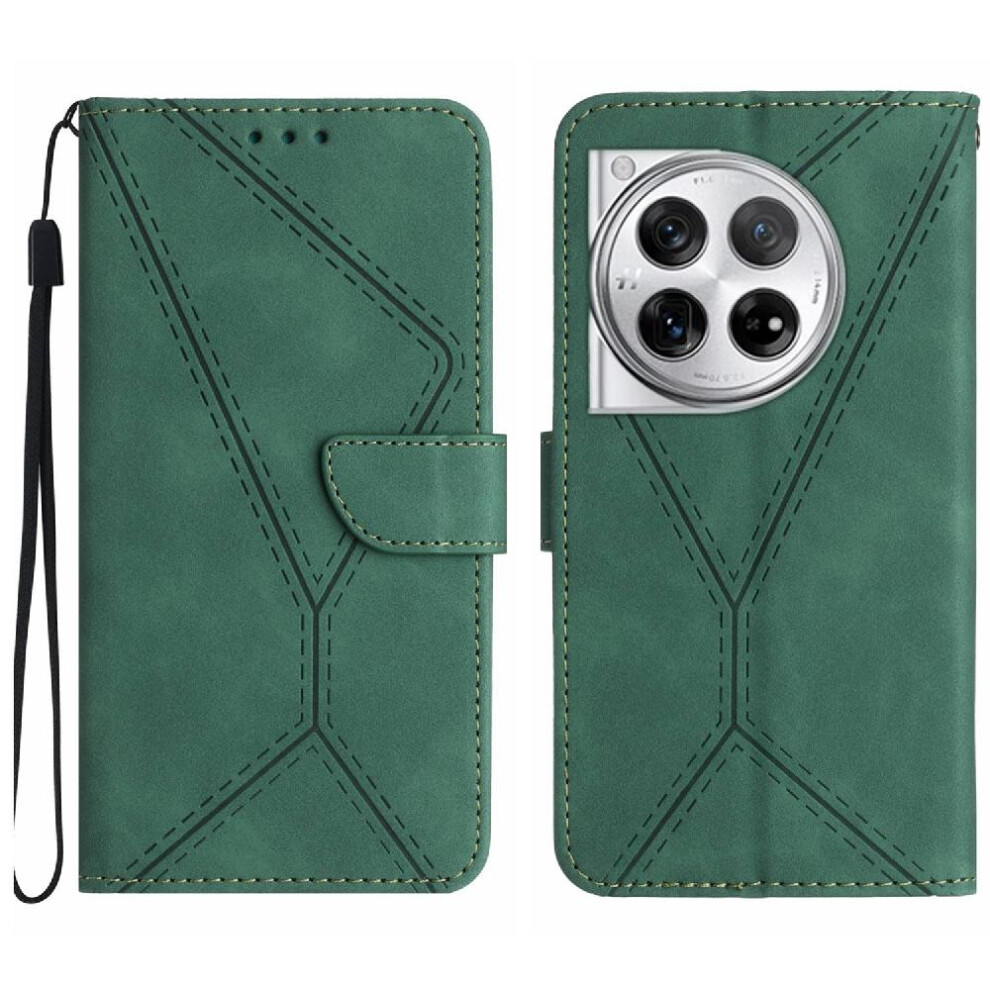 (Green) Case For Oneplus 12R 5G High Quality Tpu Leather Wallet Soft Pu Leather Stitching Embossed Green 764563453764