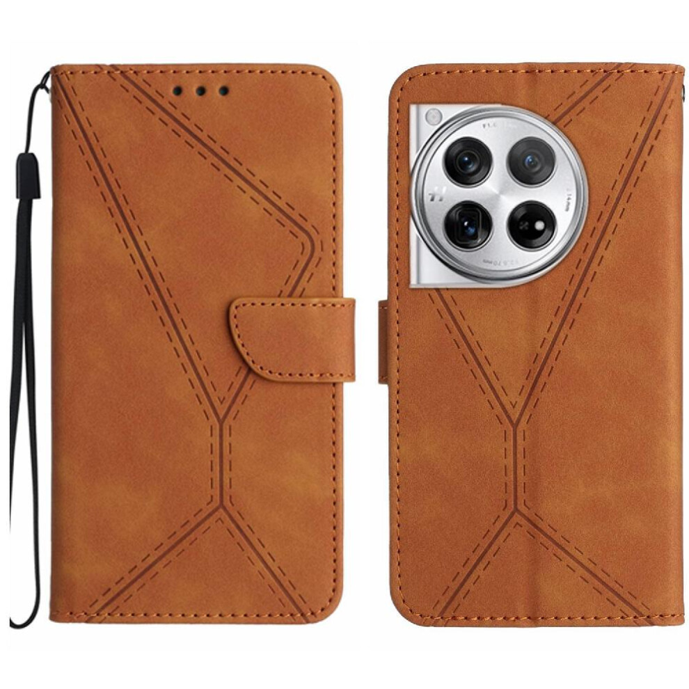 (Brown) Case For Oneplus 12R 5G High Quality Tpu Leather Wallet Soft Pu Leather Stitching Embossed Brown 764563453771