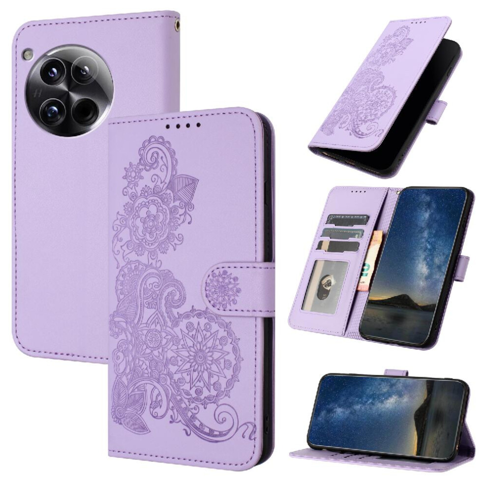(Purple) Case For Oneplus 12 Kickstand Protective With Card Slot Stand Flip Folio Book Pu Leather Magnetic Closure Purple 764563454501